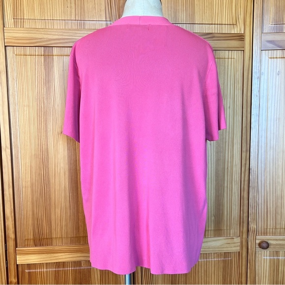 NWT CJ Banks 3X Bubblegum Pink Ribbed V-Neck Tshirt Casual Plus Size - Picture 5 of 8